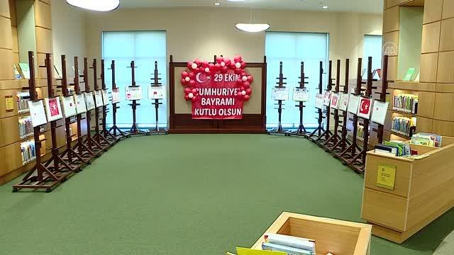 Başkentli çocukların Cumhuriyet Bayramı temalı resimleri Millet Kütüphanesi'nde sergilendi