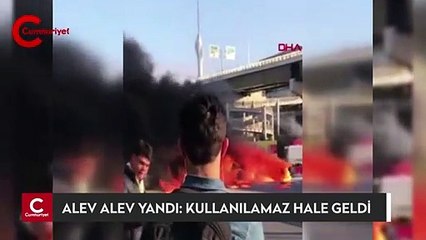 Kadıköy’de cip alev alev yandı