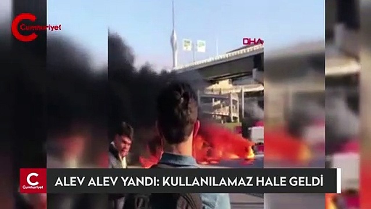Kadıköy’de cip alev alev yandı