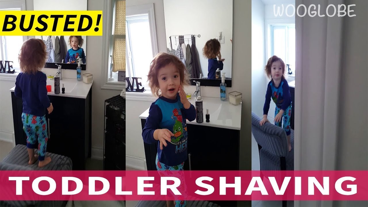 ''Busted!' Mom catches 2 y/o son shaving '