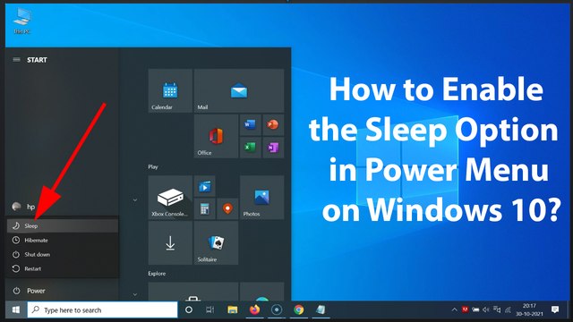 How to Enable the Sleep Option in Power Menu on Windows 10?