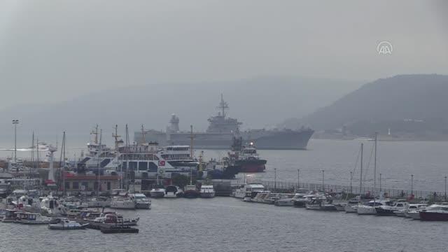 ÇANAKKALE - ABD donanmasına ait savaş gemisi Çanakkale Boğazı'ndan geçti
