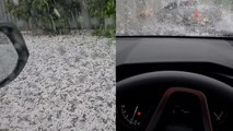 'CRAZY hail storm VS new car: Aussie woman sits through a powerful thunderstorm in her car '