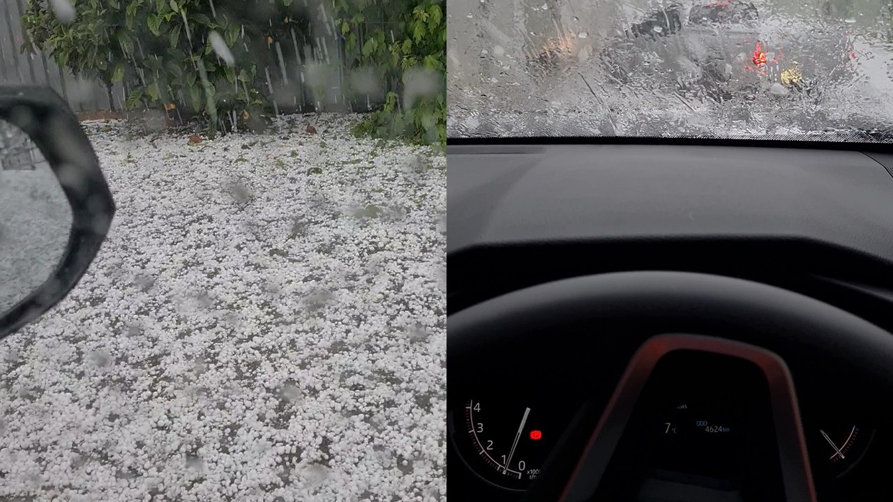 'CRAZY hail storm VS new car: Aussie woman sits through a powerful thunderstorm in her car '