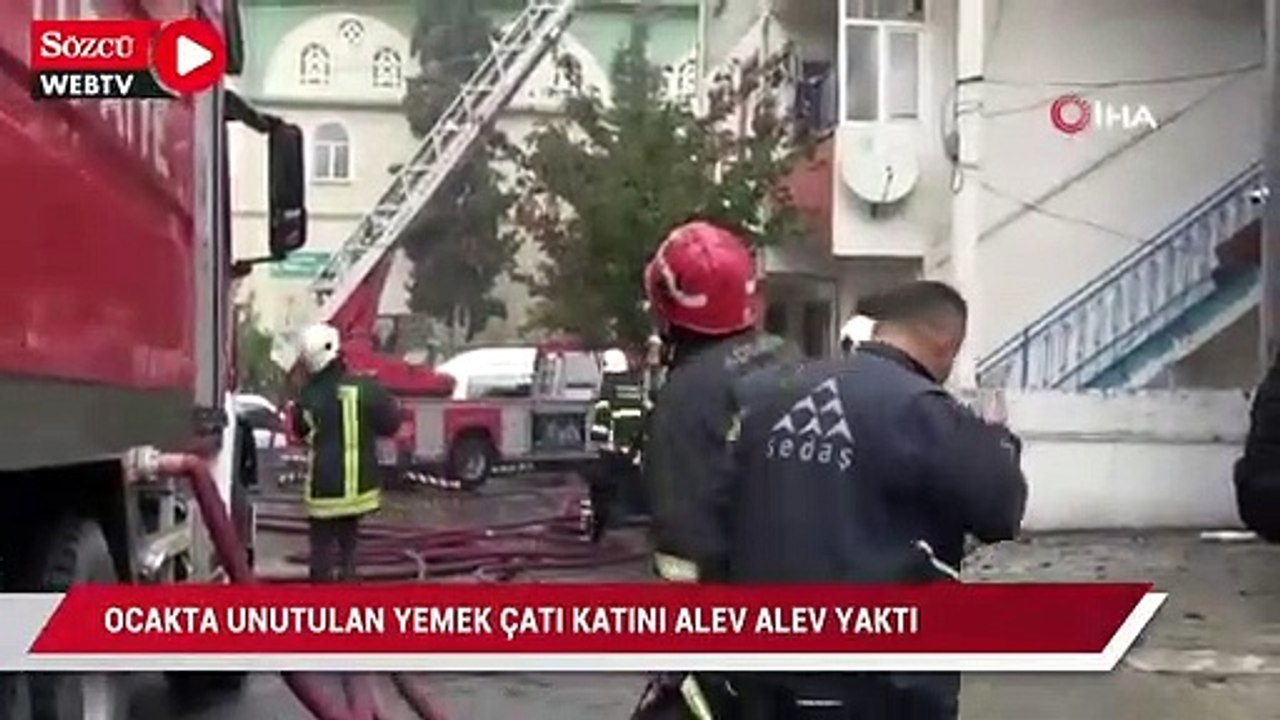 Ocakta unutulan yemek çatı katını alev alev yaktı