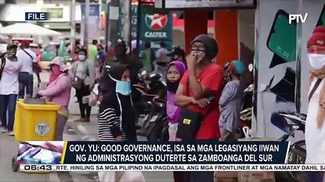 Duterte legacy: Gov. Yu: Good governance, isa sa mga legasiyang iiwan ng administrasyong Duterte sa Zamboanga del Sur