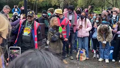 NO MORE BLAH BLAH BLAH! Greta Thunberg addresses the crowd in Festival Park