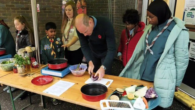 William and Kate take on veggie cooking with the Scouts