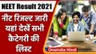 NEET UG Result 2021: नीट यूजी Exam Result जारी, E-Mail से भेजा रिजल्ट, ऐसे चेक करें | वनइंडिया हिंदी
