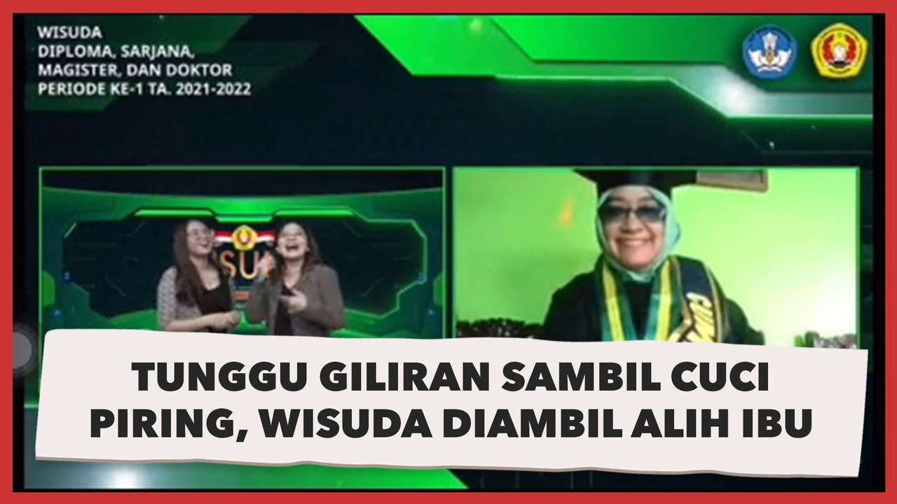 Tunggu Giliran Sambil Cuci Piring, Prosesi Wisuda Warganet Ini Diambil Alih Ibunya