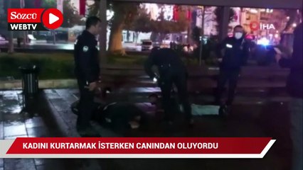 Download Video: Tacize uğrayan kadını kurtarmak isterken az daha canından oluyordu