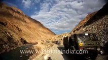 River Indus in Ladakh, with army convoy