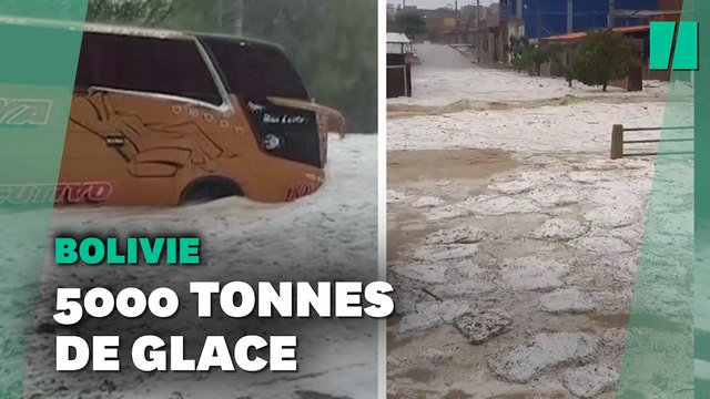 En Bolivie, une tempête de grêle transforme les rues en rivières de glace