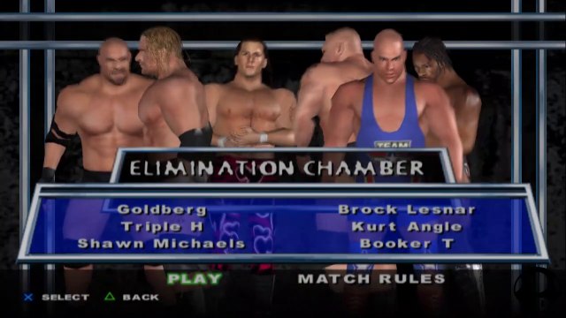 Here Comes the Pain Goldberg vs Triple H vs Shawn Michaels vs Brock Lesnar vs Kurt Angle vs Booker T