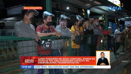 Ilang pasahero sa EDSA carousel, pabor na itaas sa 70% ang passenger capacity ng pampublikong transportasyon | UB