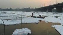 Chhath Puja: 15 boats remove toxic foam from Yamuna