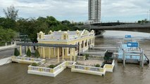 Memorial Bridge Pier at Chao Phraya river in Bangkok was under 2 inches of water yesterday