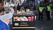 Overflowing bin as Glasgow cleansing deptment strike during COP26