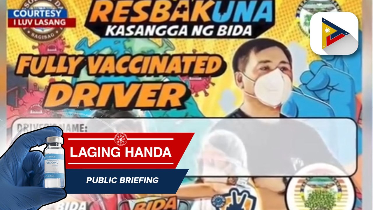 Tagging para sa mga tricycle at trisikad driver na bakunado kontra COVID-19, sinimulan na sa Bgy. Lasang, Davao City
