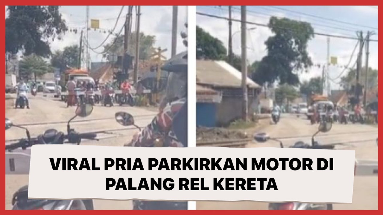 Viral Pria Parkirkan Motor di Palang Rel Kereta, Alasannya Bikin Pengendara Lain Ngakak