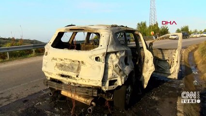 Aracı saniyeler içinde küle döndü