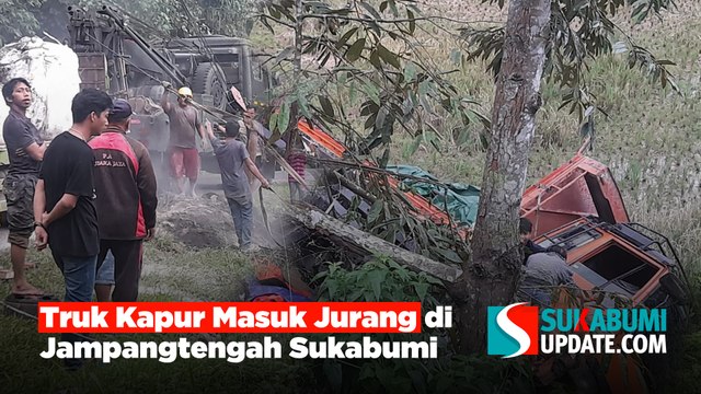Truk Kapur Masuk Jurang di Jampangtengah Sukabumi