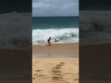 Strong Wave Slams Unprepared Swimmer Into the Sand