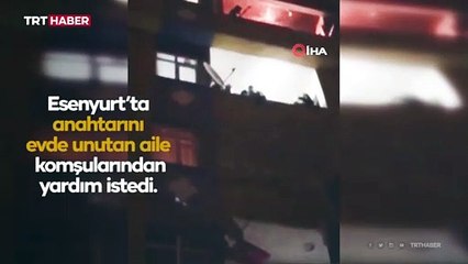 Anahtarı unuttular, çocuğu 3. kattan çarşafla sarkıttılar
