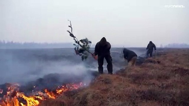 Arde la hierba seca de la tundra en Rusia con temperaturas gélidas y sin visos de nevar