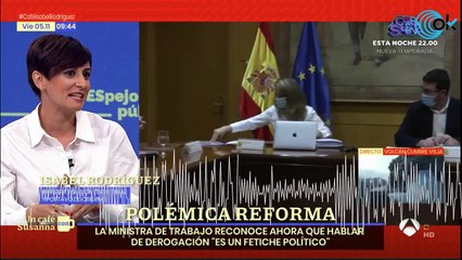 Isabel Rodríguez defiende la derogación de la reforma laboral: "Una norma nueva deroga la anterior"
