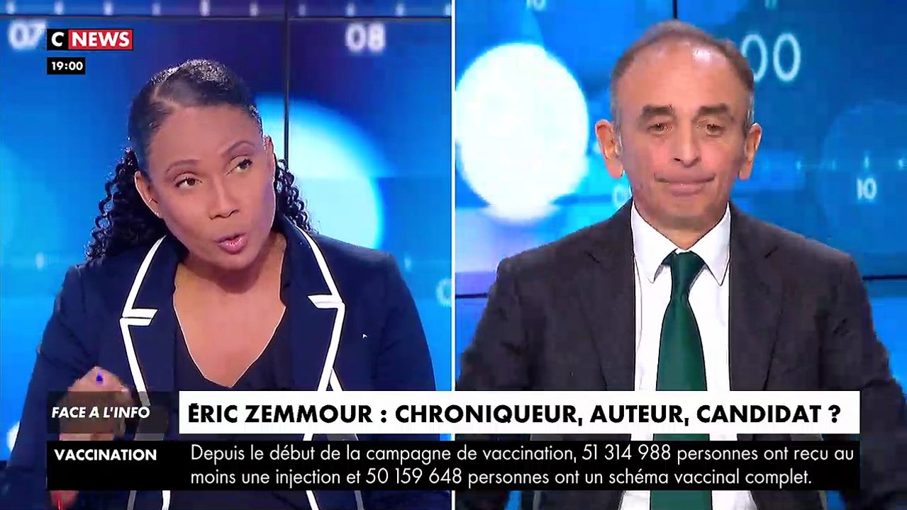 "Face à l'info" : Christine Kelly reçoit Eric Zemmour en tant qu'invité sur CNews