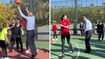 Sosyal medyadaki çirkin paylaşımlara en güzel yanıt! Cumhurbaşkanı Erdoğan, gençlerle basketbol oynadı