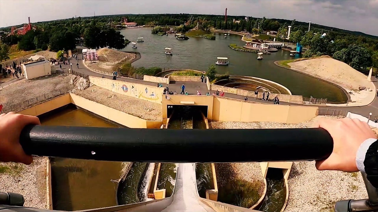 Fluch des Pharao Log Flume (Belantis Hafmea Amusement Park - Saxony, Germany) - 4K Log Flume POV Experience