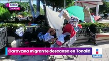 Caravana migrante llega a Tonalá, Chiapas