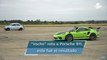 “Vocho” con motor Tesla desafía a Porsche 911 en un carrera