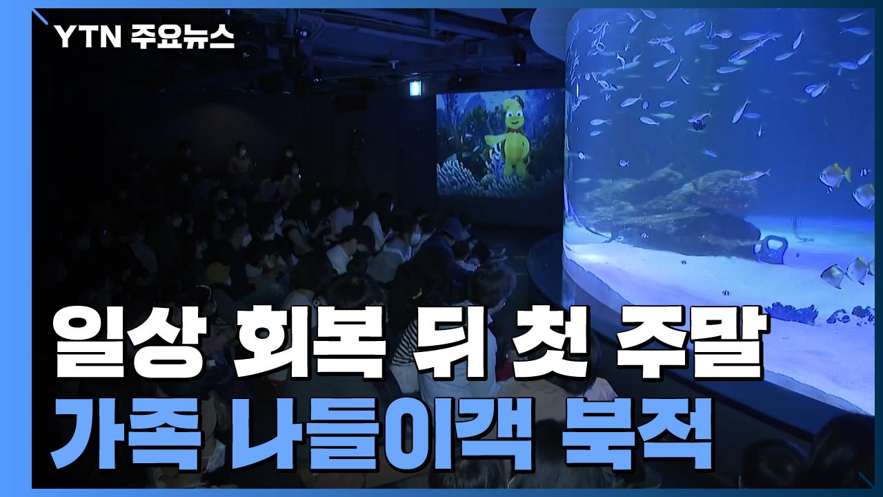 일상 회복 뒤 첫 주말...실내 수족관에 가족 나들이객 북적 / YTN