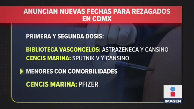 Anuncian nuevas fechas de vacunación para rezagados en CDMX