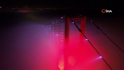 Sis altındaki 15 Temmuz Şehitler Köprüsü’nde eşsiz görüntüler