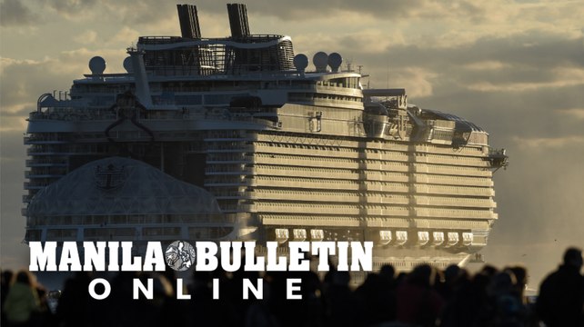 Wonder of the Seas , world's largest cruise ship, leaves port of Saint-Nazaire