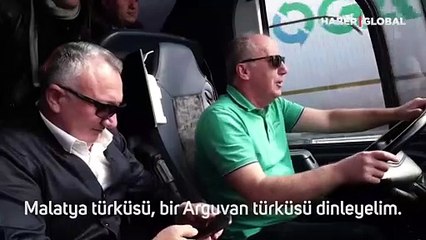Parti otobüsü ile Malatya'ya doğru yola çıkan İnce, şoför koltuğuna geçti: Yolların ustasıyım, memleketin hastasıyım