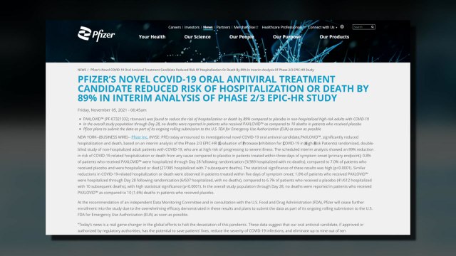 화이자 코로나 치료 알약, 입원·사망률 89% 낮추는 효과 / YTN