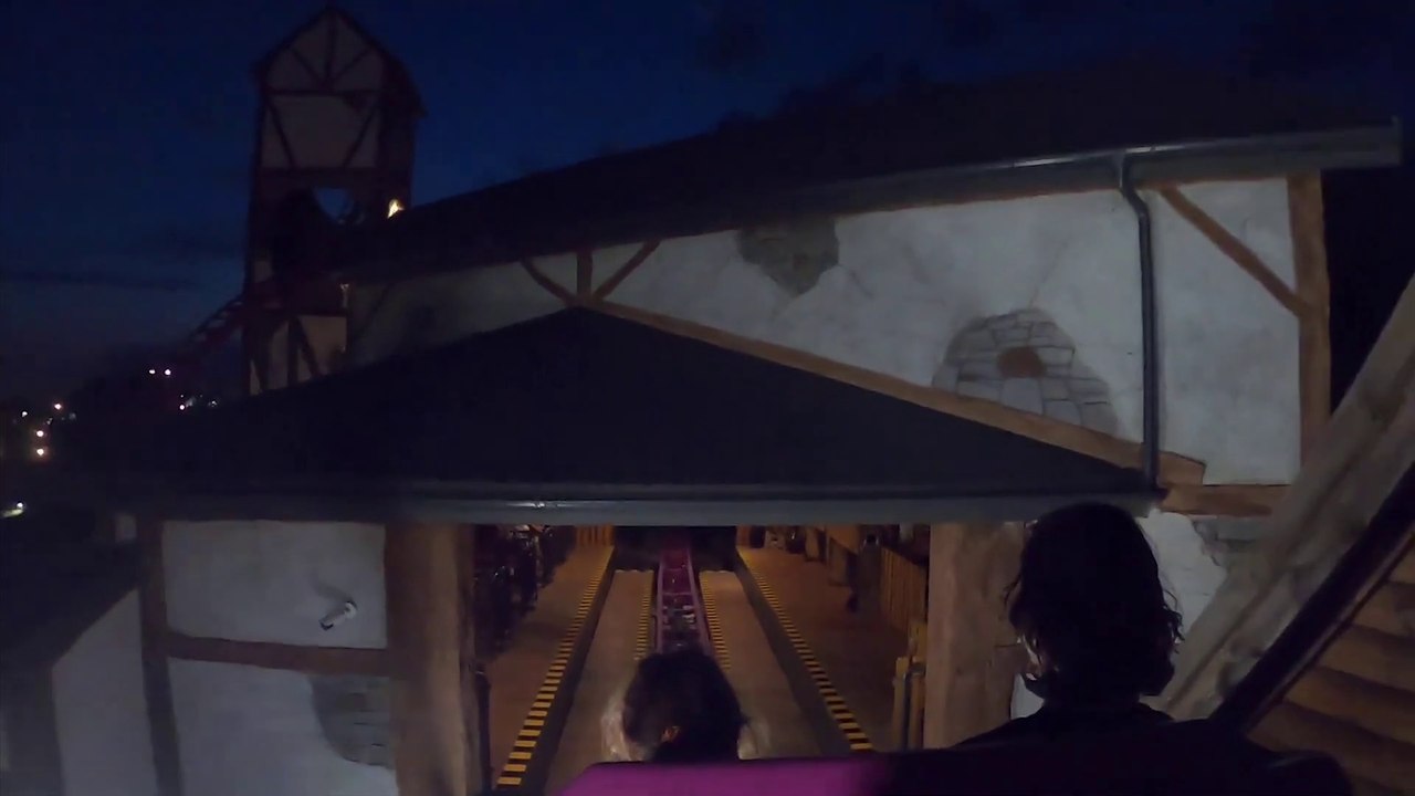 The Boomerang Roller Coaster at Night (Energylandia Theme Park - Zator, Poland) - 4k Roller Coaster POV Video