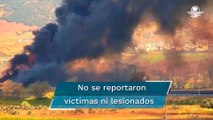 Pipa se incendia la chocar con barra de contención en Hidalgo