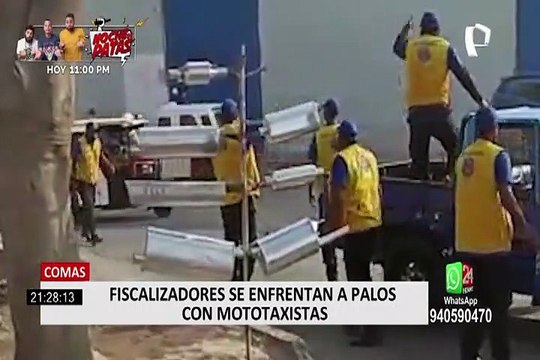 Comas: fiscalizadores se enfrentaron a mototaxistas a palazos
