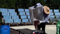 Chicchi di caffè tostati con l'energia solare