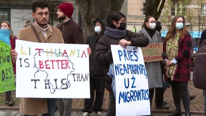 A menekülők befogadása mellett tüntettek Vilniusban