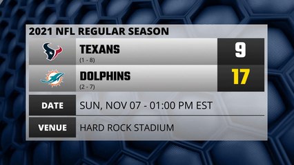 Texans @ Dolphins NFL Game Recap for SUN, NOV 07 - 01:00 PM EST