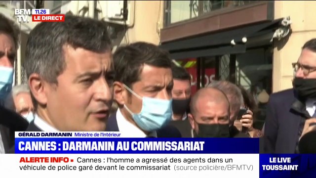 Policiers agressés à Cannes: l'assaillant est un ressortissant qui a un passeport algérien (...) et n'a aucun casier judiciaire en France , explique Gérald Darmanin