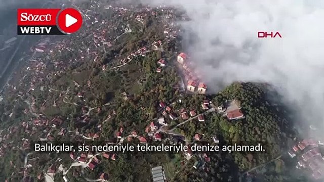 Zonguldak'ta denizi ve kentin üzerini kaplayan sis dronla görüntülendi