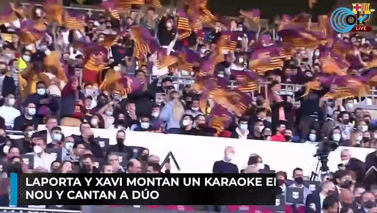 Laporta y Xavi montan un karaoke en el Camp  Nou y cantan a dúo